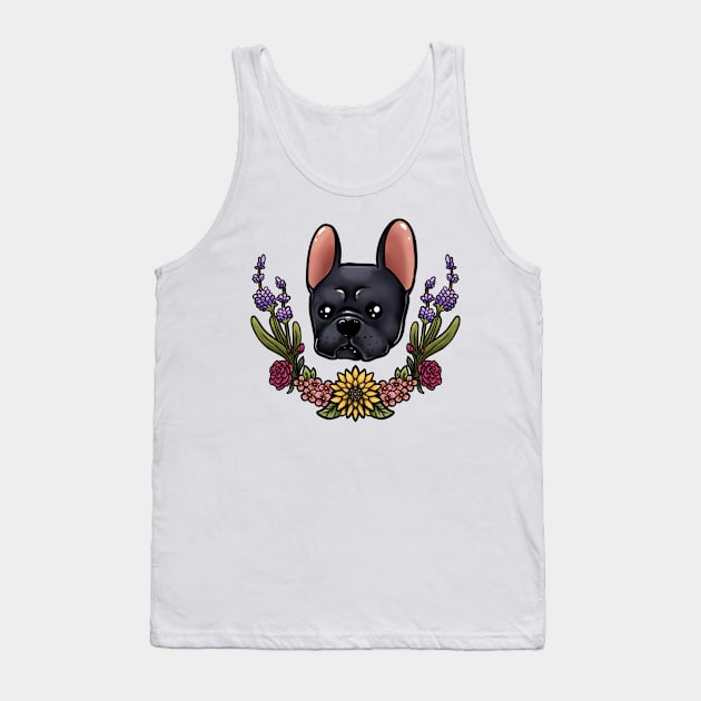 Black frenchie flowers Tank Top by Lanlyaart